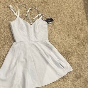 French Connection Pale Blue Strappy V-Neck Mini Dress